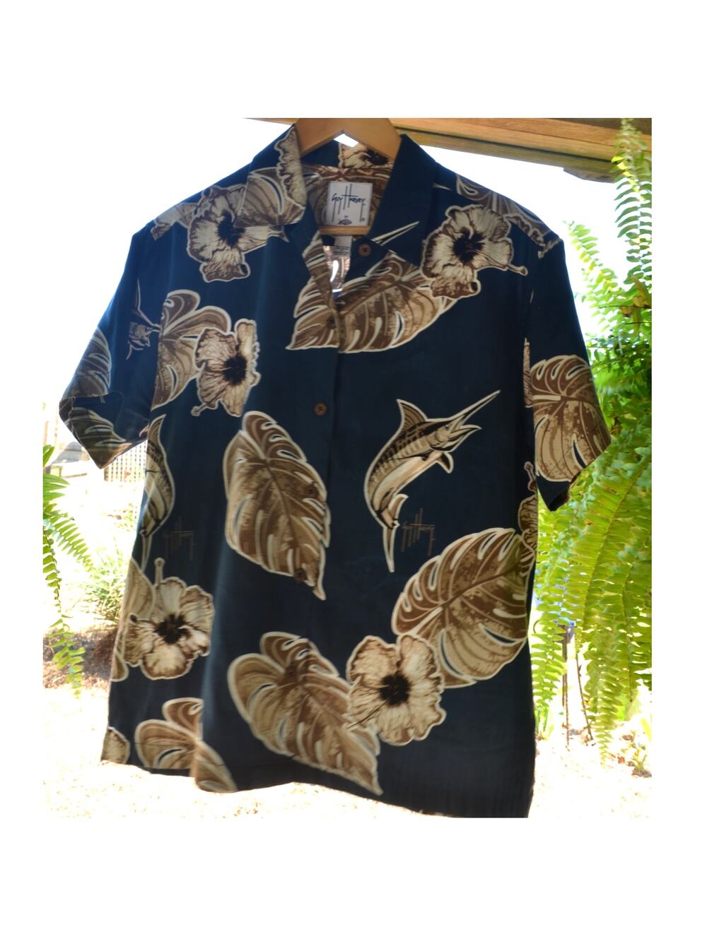 Vintage Guy Harvey x AFTCO Hawaiian Shirt Mens Medium Marlin Print Made in USA
